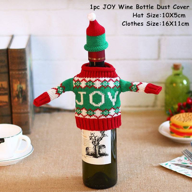 Xmas Wine Bottle Dust Cover Noel Navidad Christmas Decoration