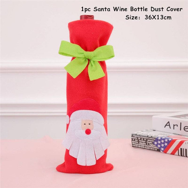 Xmas Wine Bottle Dust Cover Noel Navidad Christmas Decoration