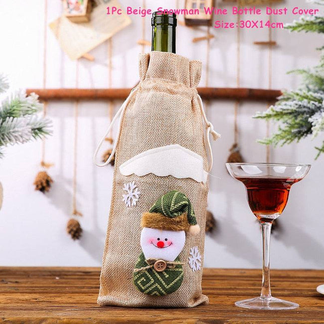 Xmas Wine Bottle Dust Cover Noel Navidad Christmas Decoration