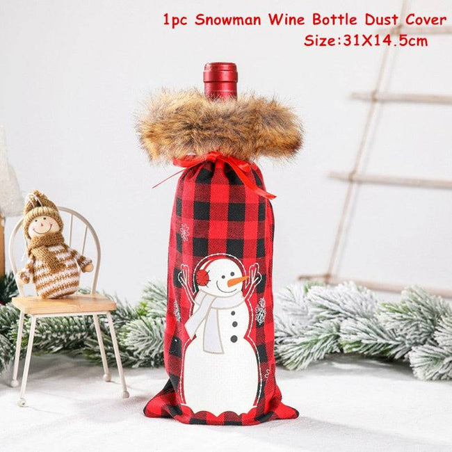 Xmas Wine Bottle Dust Cover Noel Navidad Christmas Decoration