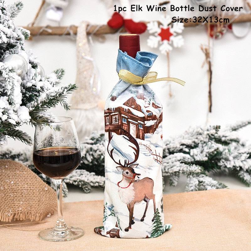 Xmas Wine Bottle Dust Cover Noel Navidad Christmas Decoration - TheWellBeing4All