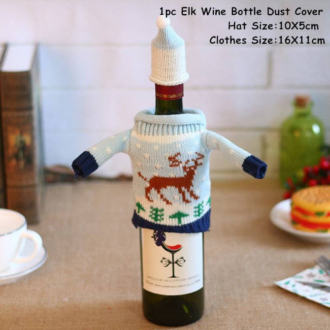 Xmas Wine Bottle Dust Cover Noel Navidad Christmas Decoration