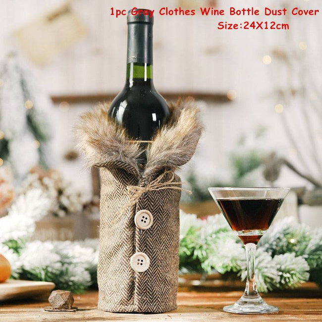 Xmas Wine Bottle Dust Cover Noel Navidad Christmas Decoration