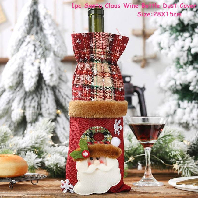 Xmas Wine Bottle Dust Cover Noel Navidad Christmas Decoration