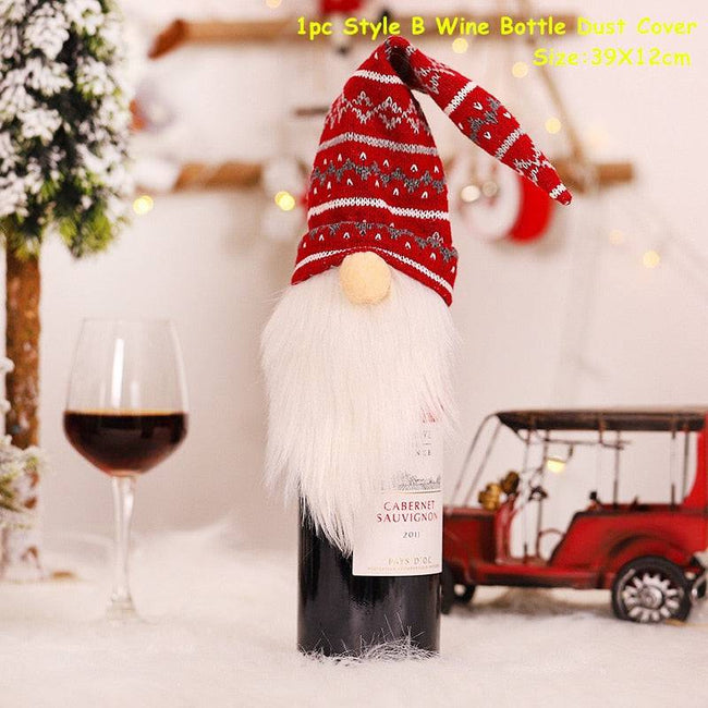 Xmas Wine Bottle Dust Cover Noel Navidad Christmas Decoration