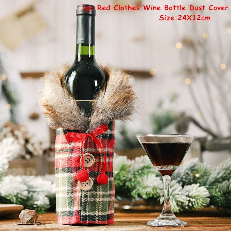 Xmas Wine Bottle Dust Cover Noel Navidad Christmas Decoration - TheWellBeing4All