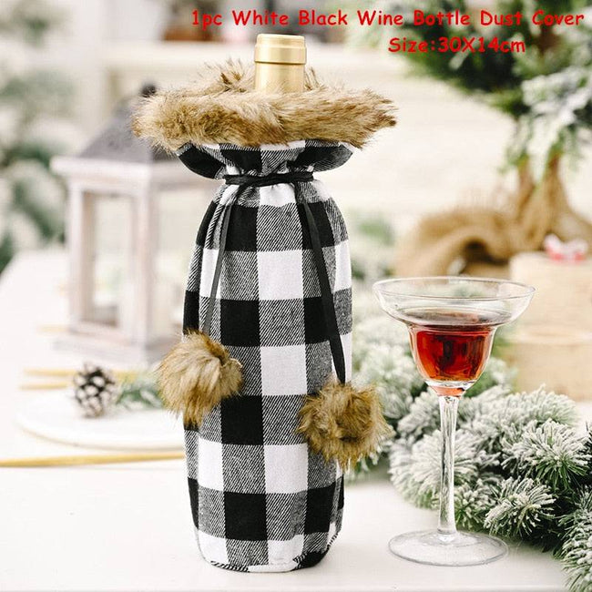 Xmas Wine Bottle Dust Cover Noel Navidad Christmas Decoration