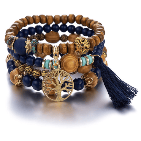 Bohemian style multi-layer wood bead beaded bracelet - TheWellBeing4All