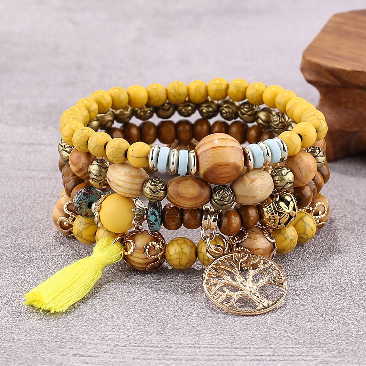 Bohemian style multi-layer wood bead beaded bracelet - TheWellBeing4All