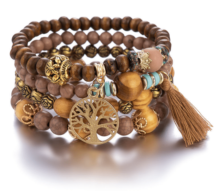 Bohemian style multi-layer wood bead beaded bracelet - TheWellBeing4All