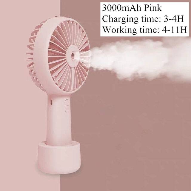 Portable Water Spray Mist Fan Electric USB Rechargeable Handheld Mini Fan - TheWellBeing4All