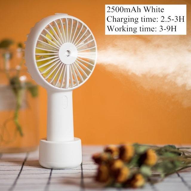 Portable Water Spray Mist Fan Electric USB Rechargeable Handheld Mini Fan - TheWellBeing4All