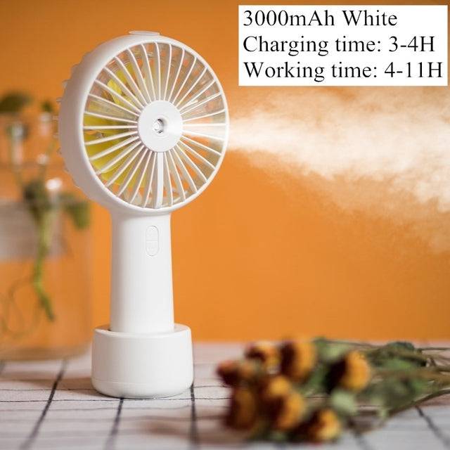 Portable Water Spray Mist Fan Electric USB Rechargeable Handheld Mini Fan - TheWellBeing4All