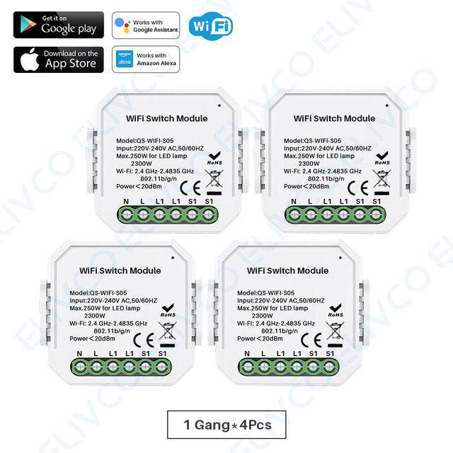 Smart Switch Module 1 Gang/2 Gang Two Way 10A 2300W  APP Remote Control  Works With Alexa - TheWellBeing4All