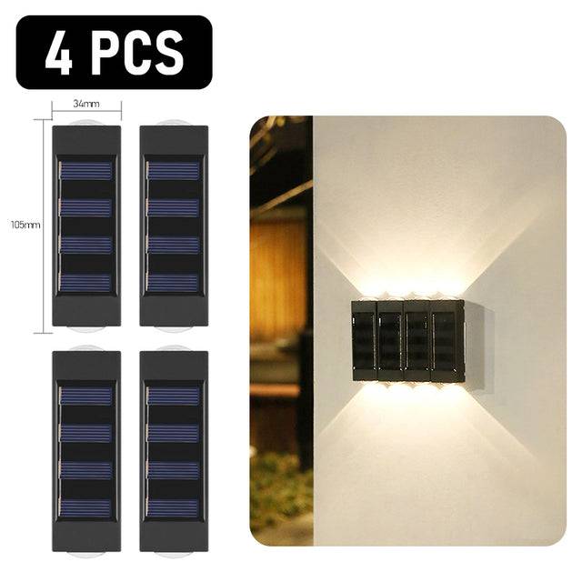 Solar LED Wall Lamp UP and Down Illuminate Outdoor Waterproof For Home Garden Porch Yard - TheWellBeing4All