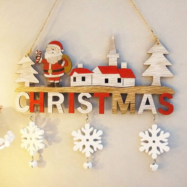 Wooden Christmas Door Hanging Oranments Wall Xmas Dec Merry Christmas Decor - TheWellBeing4All