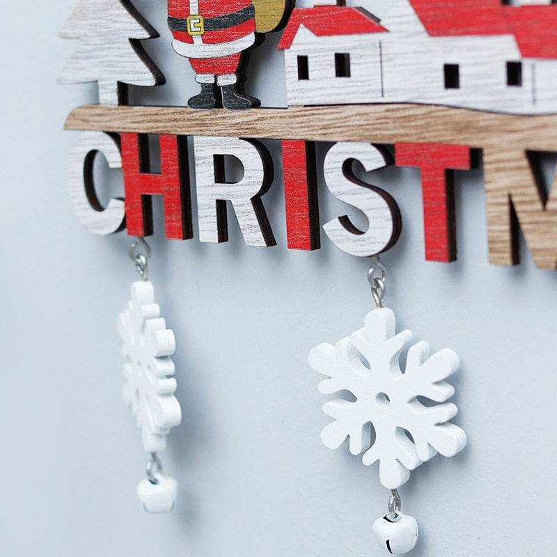 Wooden Christmas Door Hanging Oranments Wall Xmas Dec Merry Christmas Decor - TheWellBeing4All