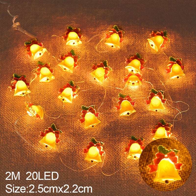 2M 20LED Santa Claus Snowflake LED Light String Christmas Decoration For Home Xmas Tree Ornament