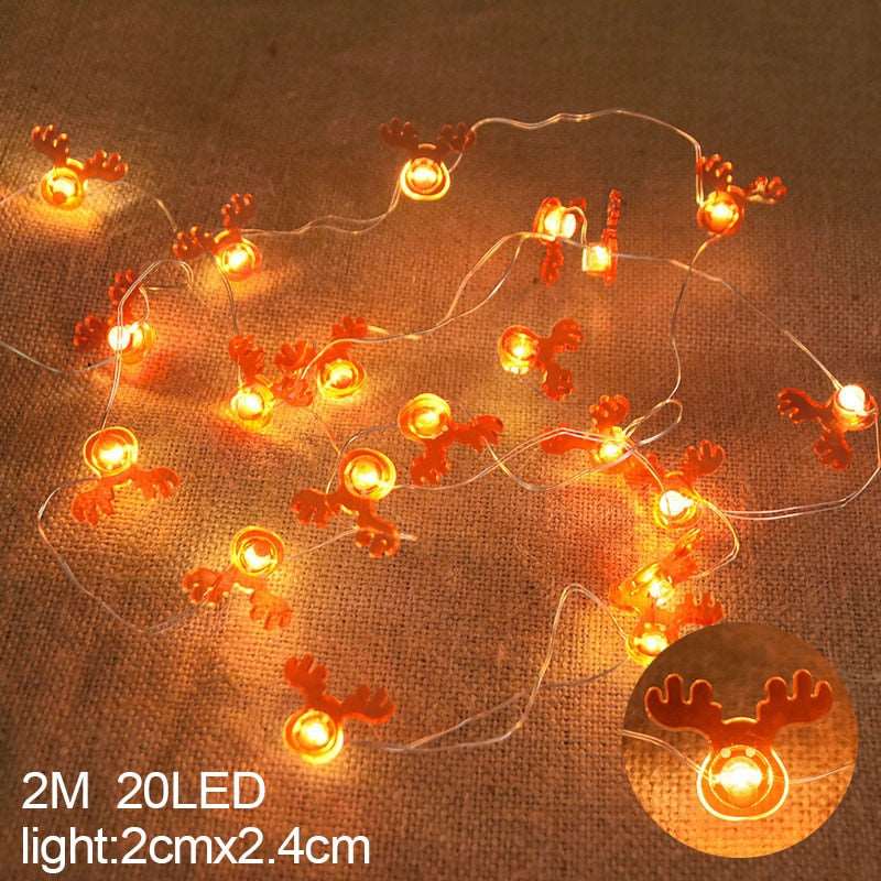 2M 20LED Santa Claus Snowflake LED Light String Christmas Decoration For Home Xmas Tree Ornament