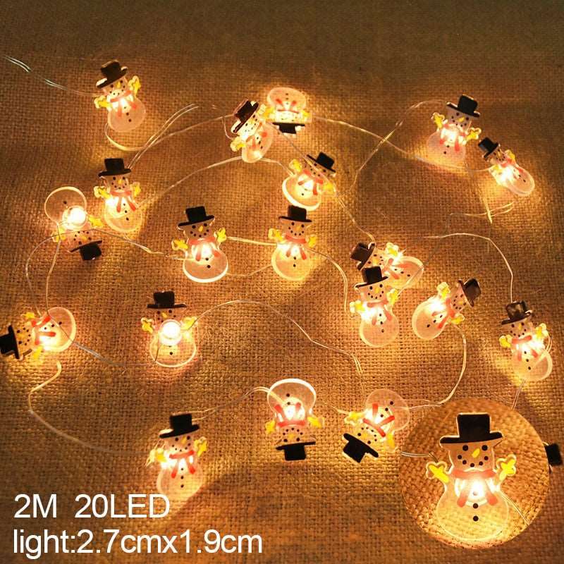 2M 20LED Santa Claus Snowflake LED Light String Christmas Decoration For Home Xmas Tree Ornament