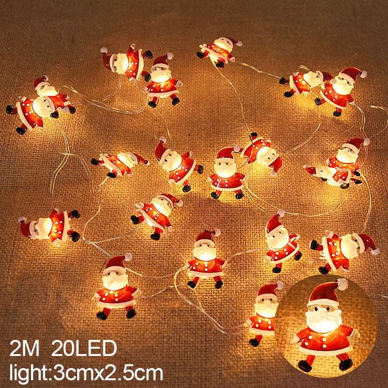 2M 20LED Santa Claus Snowflake LED Light String Christmas Decoration For Home Xmas Tree Ornament