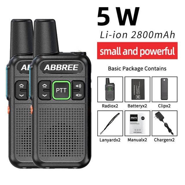 Mini Walkie Talkie ABBREE AR-M3 UHF Long Range Dual PPT USB Charging Portable Communicator Two way Radio - TheWellBeing4All