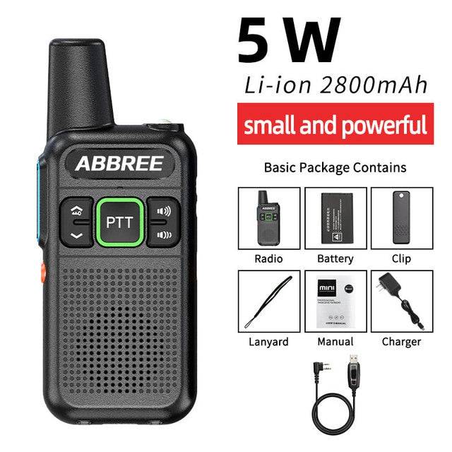 Mini Walkie Talkie ABBREE AR-M3 UHF Long Range Dual PPT USB Charging Portable Communicator Two way Radio - TheWellBeing4All