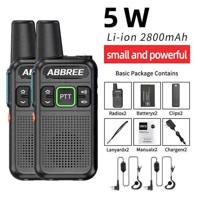 Mini Walkie Talkie ABBREE AR-M3 UHF Long Range Dual PPT USB Charging Portable Communicator Two way Radio - TheWellBeing4All