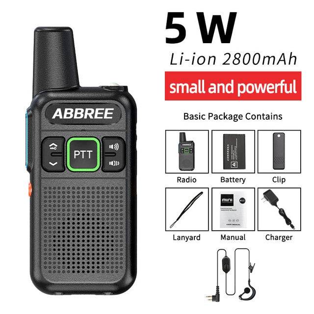 Mini Walkie Talkie ABBREE AR-M3 UHF Long Range Dual PPT USB Charging Portable Communicator Two way Radio - TheWellBeing4All