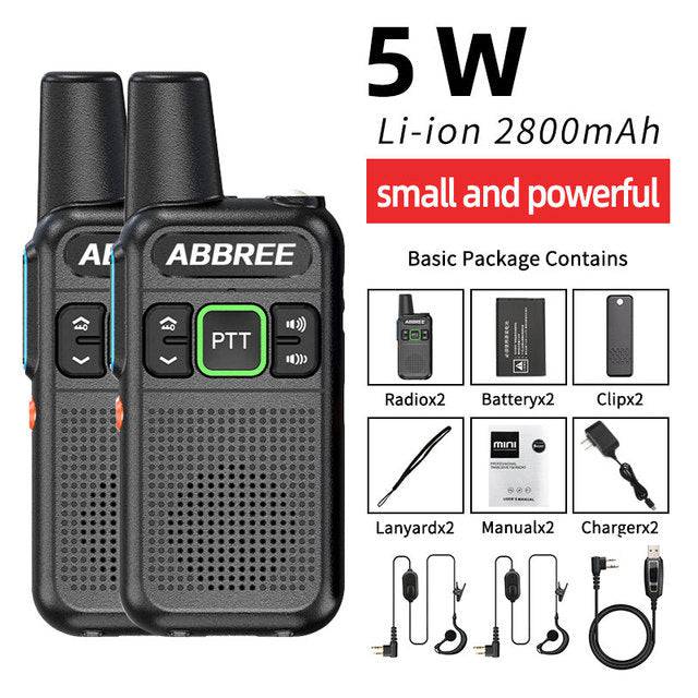 Mini Walkie Talkie ABBREE AR-M3 UHF Long Range Dual PPT USB Charging Portable Communicator Two way Radio - TheWellBeing4All