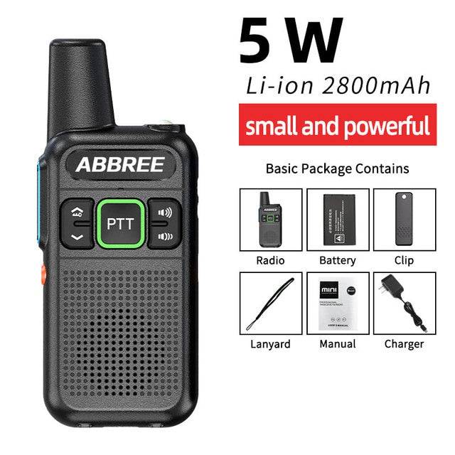 Mini Walkie Talkie ABBREE AR-M3 UHF Long Range Dual PPT USB Charging Portable Communicator Two way Radio - TheWellBeing4All