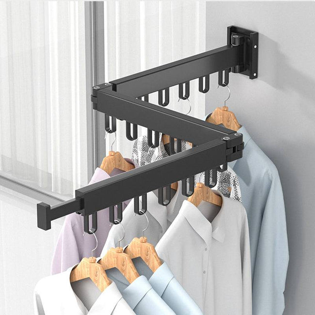 Retractable Cloth Drying Rack Indoor & outdoor Space Saving Folding Clothes Hanger Wall Mount Aluminum Home Laundry Clothesline - TheWellBeing4All