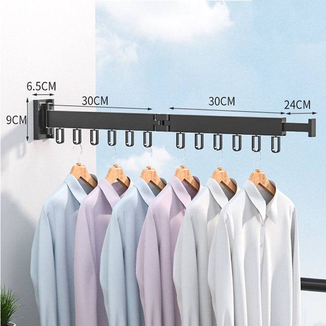 Retractable Cloth Drying Rack Indoor & outdoor Space Saving Folding Clothes Hanger Wall Mount Aluminum Home Laundry Clothesline - TheWellBeing4All