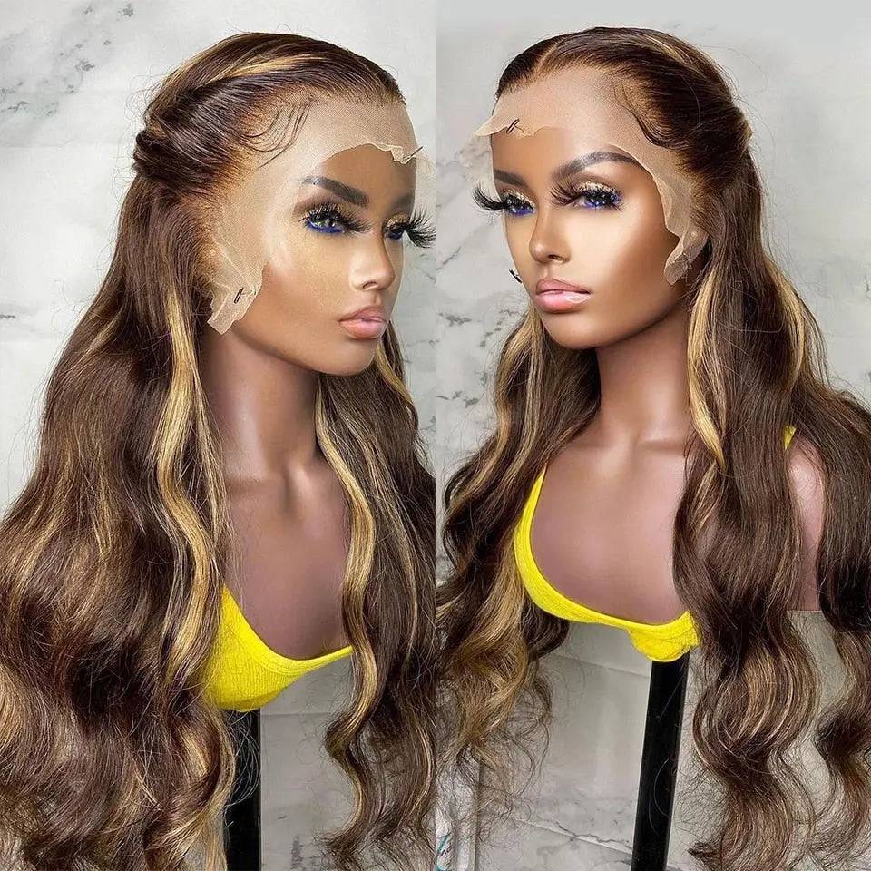 Highlight Wig Brazilian Body Wave Wig Lace Front Human Hair Wigs Honey Blonde Wig Remy Hair Ombre Lace Frontal Wig - TheWellBeing4All