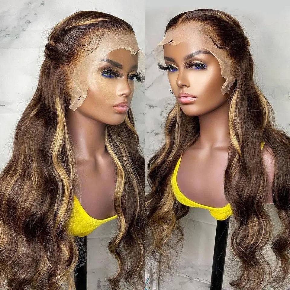 Highlight Wig Brazilian Body Wave Wig Lace Front Human Hair Wigs Honey Blonde Wig Remy Hair Ombre Lace Frontal Wig For Women - TheWellBeing4All