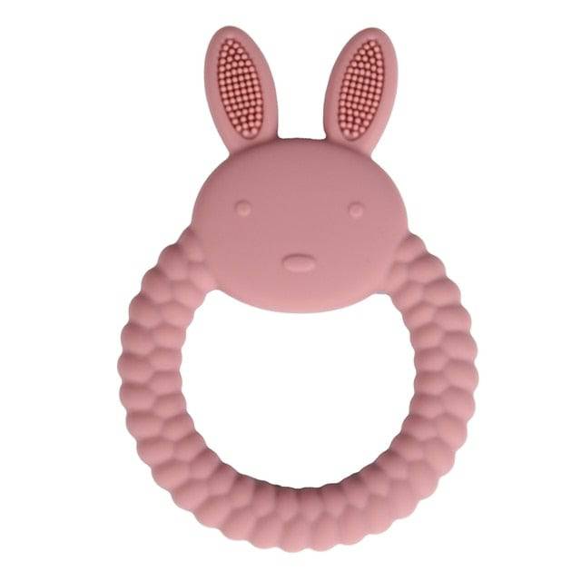 Baby Teether Silicone Bracelet BPA Free  Cute Animal Silicone Pendant Wood Ring  Teething Rattle - TheWellBeing4All