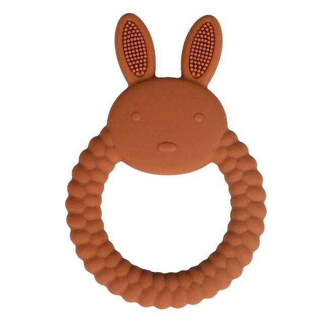 Baby Teether Silicone Bracelet BPA Free  Cute Animal Silicone Pendant Wood Ring  Teething Rattle - TheWellBeing4All