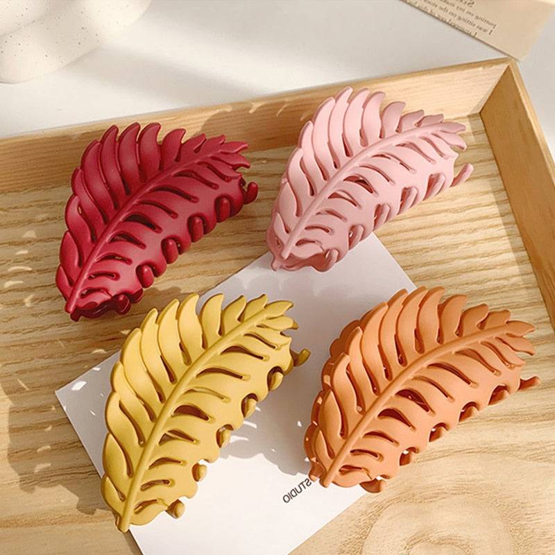 Large Leaf Hair Clamping Clip Back Head Bathing Plate Hair Clip Shark Clip 9cm*5cm Headwear - TheWellBeing4All