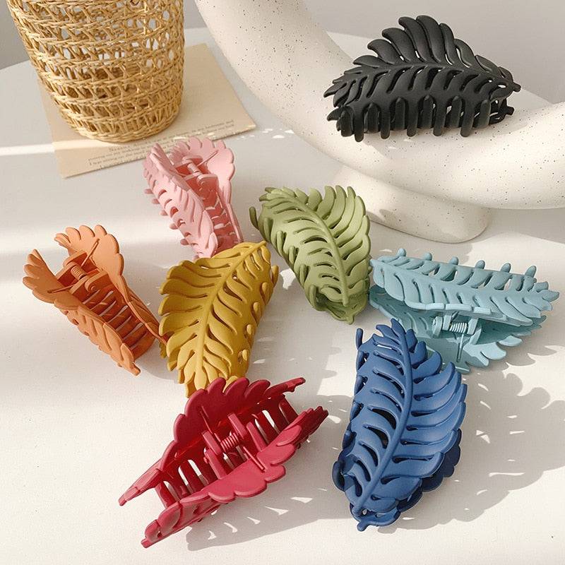 Large Leaf Hair Clamping Clip Back Head Bathing Plate Hair Clip Shark Clip 9cm*5cm Headwear - TheWellBeing4All