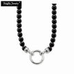 Beads Necklace Obsidian Pendant Carrier Trendy European  Fashion Gift Jewelry in 925 Sterling Silver - TheWellBeing4All