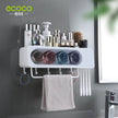 ECOCO Toothbrush Towel Bar Bathroom Wall Mounted Shelf Punch Free Mouthwash Toothbrush Cup Toothpaste Squeezer Storage Holder - TheWellBeing4All