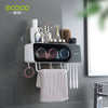 ECOCO Toothbrush Towel Bar Bathroom Wall Mounted Shelf Punch Free Mouthwash Toothbrush Cup Toothpaste Squeezer Storage Holder - TheWellBeing4All