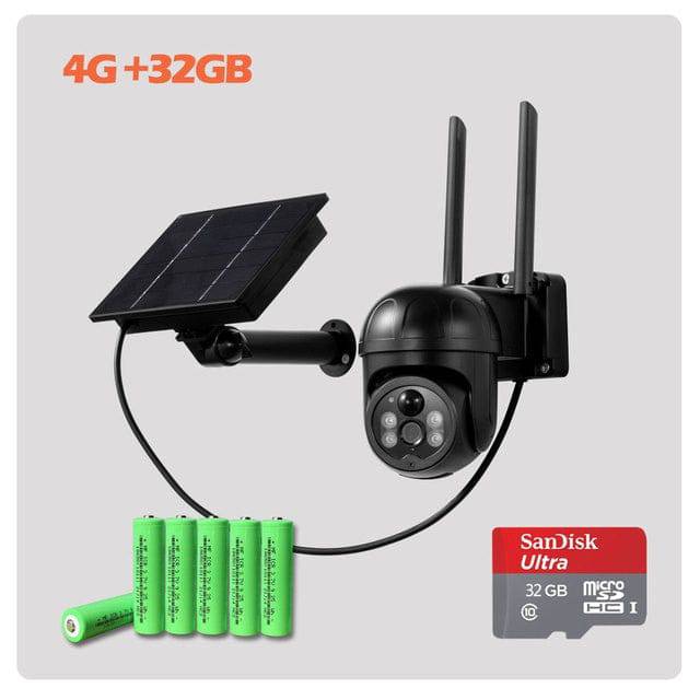 Solar IP Camera WiFi Outdoor Waterproof PIR Detection Two Way Audio Video Surveillance Camera