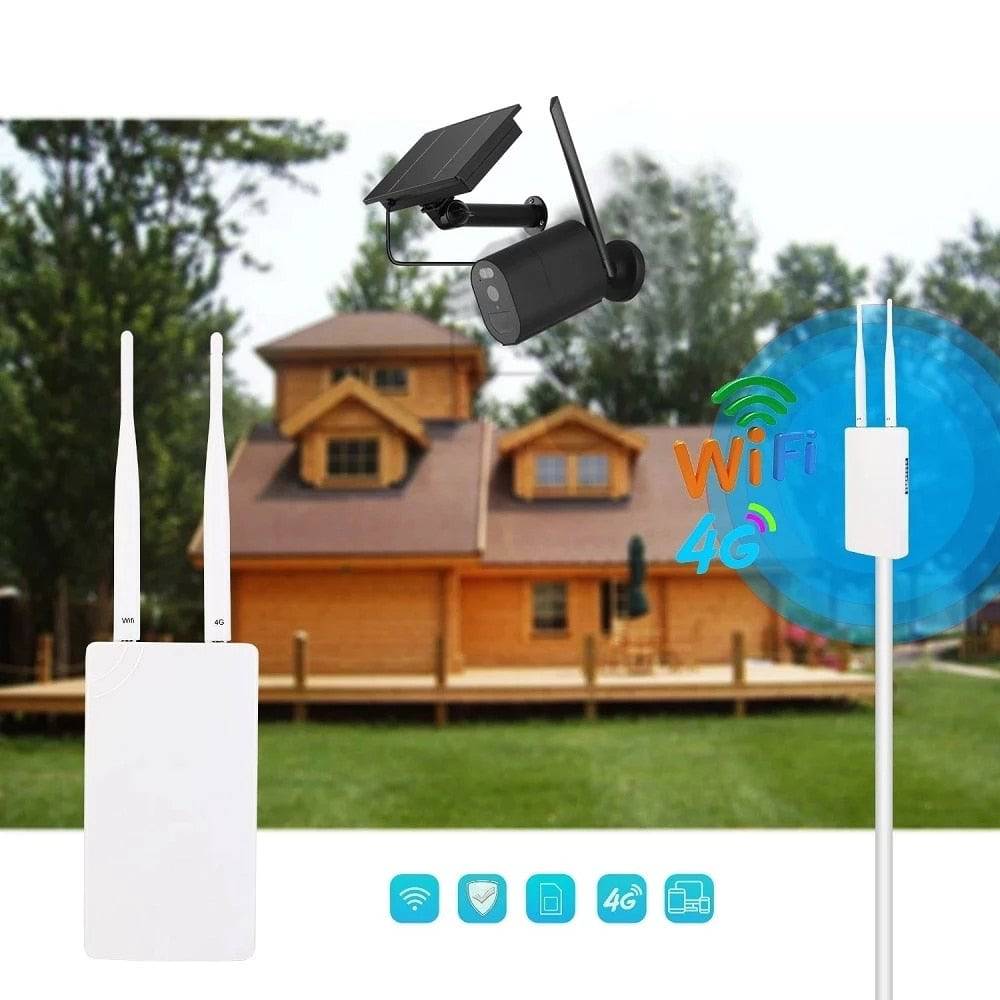 Solar Panel Powered Outdoor 4G LTE CPE Router Kit CAT4 2.4G Wifi Waterproof 3G 4G SIM Card Solar Router System - TheWellBeing4All