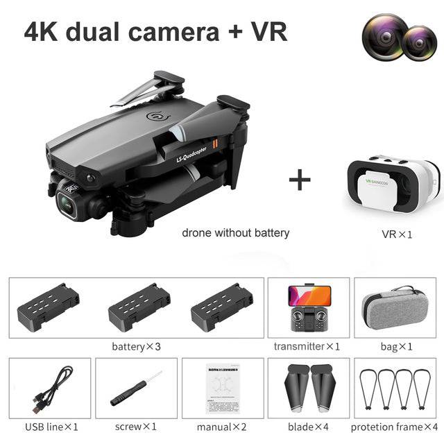 VR Mini Drone 4K HD Profesional Aerial Photography Folding Quadcopter With Dual Cameras - TheWellBeing4All