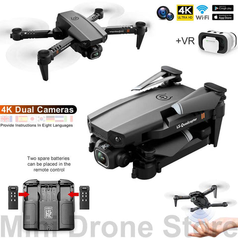 VR Mini Drone 4K HD Profesional Aerial Photography Folding Quadcopter With Dual Cameras - TheWellBeing4All