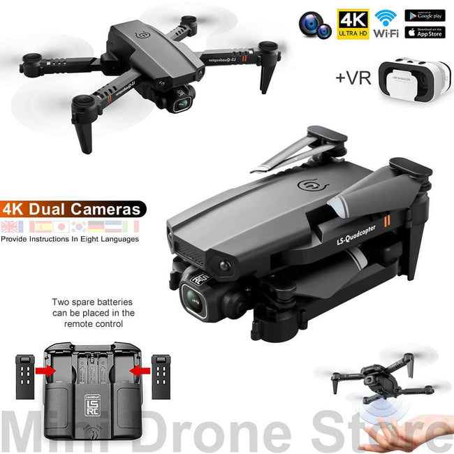 VR Mini Drone 4K HD Profesional Aerial Photography Folding Quadcopter With Dual Cameras - TheWellBeing4All