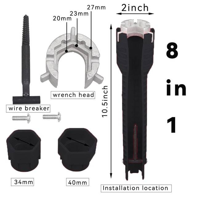 8 in 1 wrench repair tool non-slip assembly key plumbing installation wrench - TheWellBeing4All