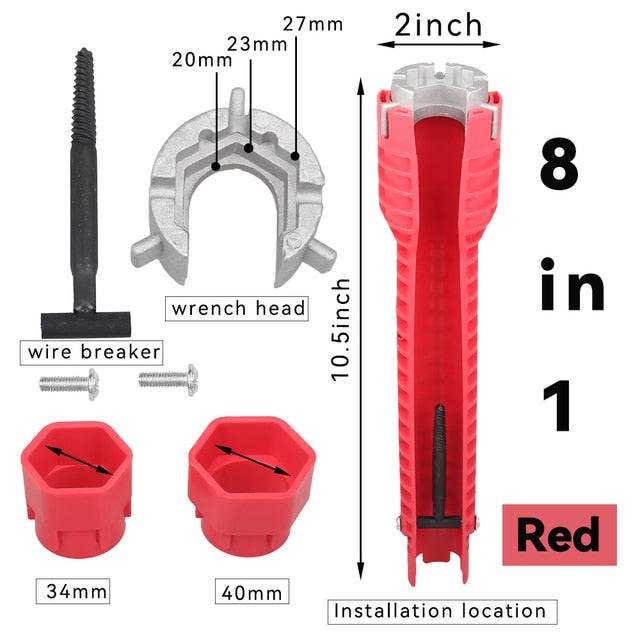 8 in 1 wrench repair tool non-slip assembly key plumbing installation wrench - TheWellBeing4All