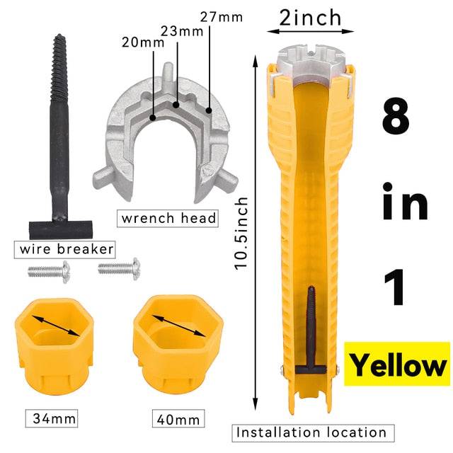 8 in 1 wrench repair tool non-slip assembly key plumbing installation wrench - TheWellBeing4All